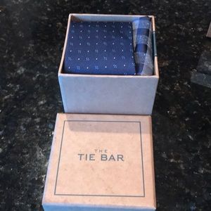 The Tie Bar navy tie and pocket square set